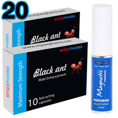 Black Ant 20 Erection Capsules + Gift Perfume with Pheromones for Men reviews and discounts sex shop
