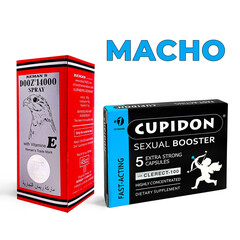 Macho Kit - DOOZ 14000 Delay Spray & Cupidon 5 Erection Capsules reviews and discounts sex shop