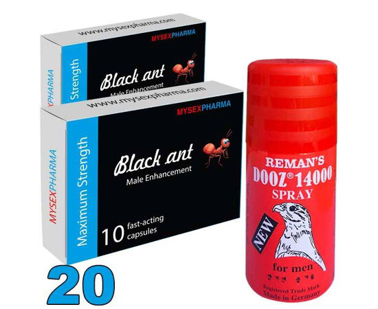 DOOZ 14000 & Black-Ant Erection Capsules Combo, 20 Capsules reviews and discounts sex shop